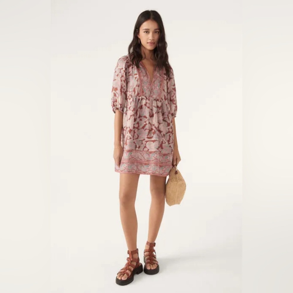 Ba&sh paris iris rose floral silk mini dress, size small